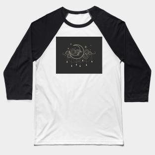 Dreamy Moon and Stars Illustration Baseball T-Shirt